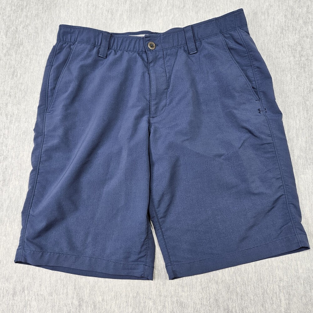 Under Armour UA Match Play Golf Shorts Men's 36 Blue Heat Gear Loose Fit Stretch